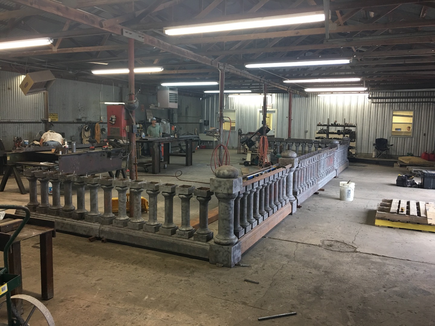 Chamberlin's work in progress of cast iron balustrades in a warehouse