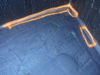 Floor of material shows thickness dificiency