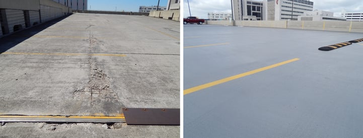 Restored concrete at TNI parking garage