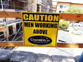 Safety is the primary focus at Chamberlin. Work areas were secured with signs and barriers to prevent residents from entering a work zone.