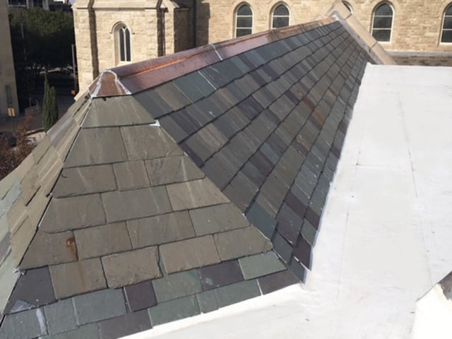 asphalt-stained slate roofing