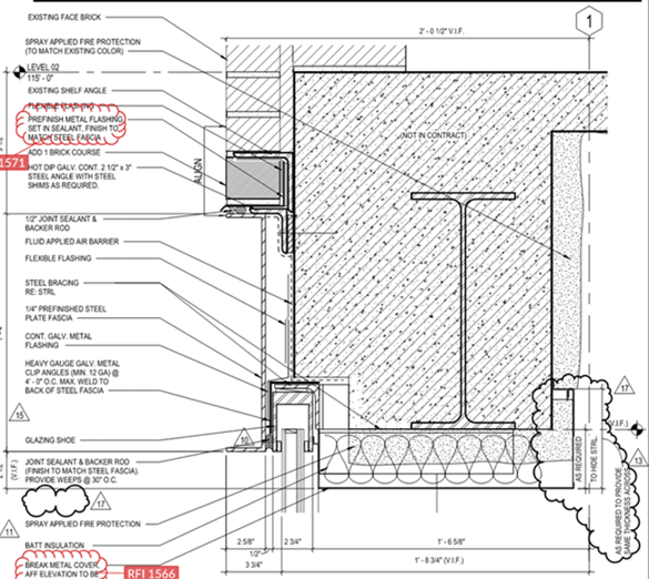 Architectural retrofit glazing detail