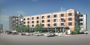 Chamberlin Building Frontal American Flag