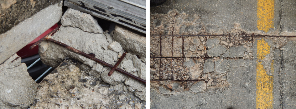Deteriorated Concrete-Rusted Rebar